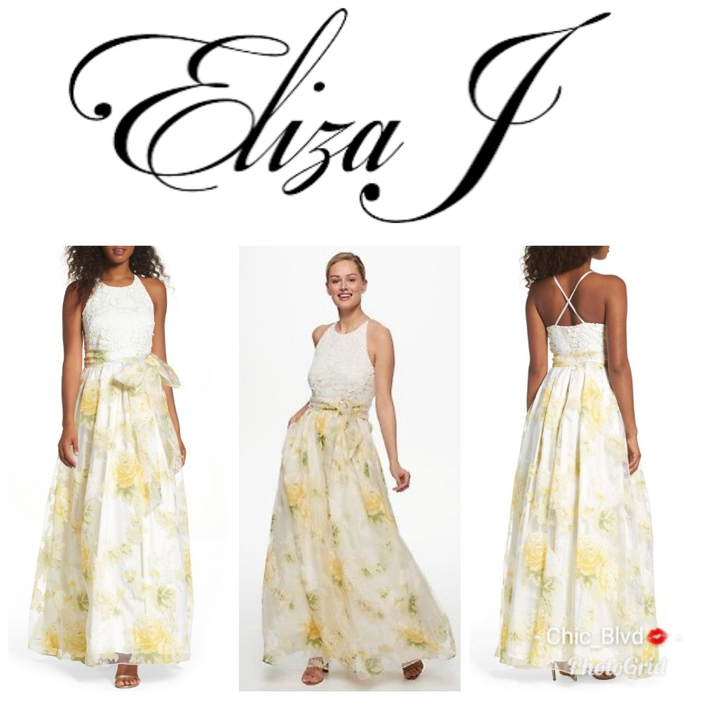 🆕️ Eliza J Lace Bodice Floral Crochet Gown
